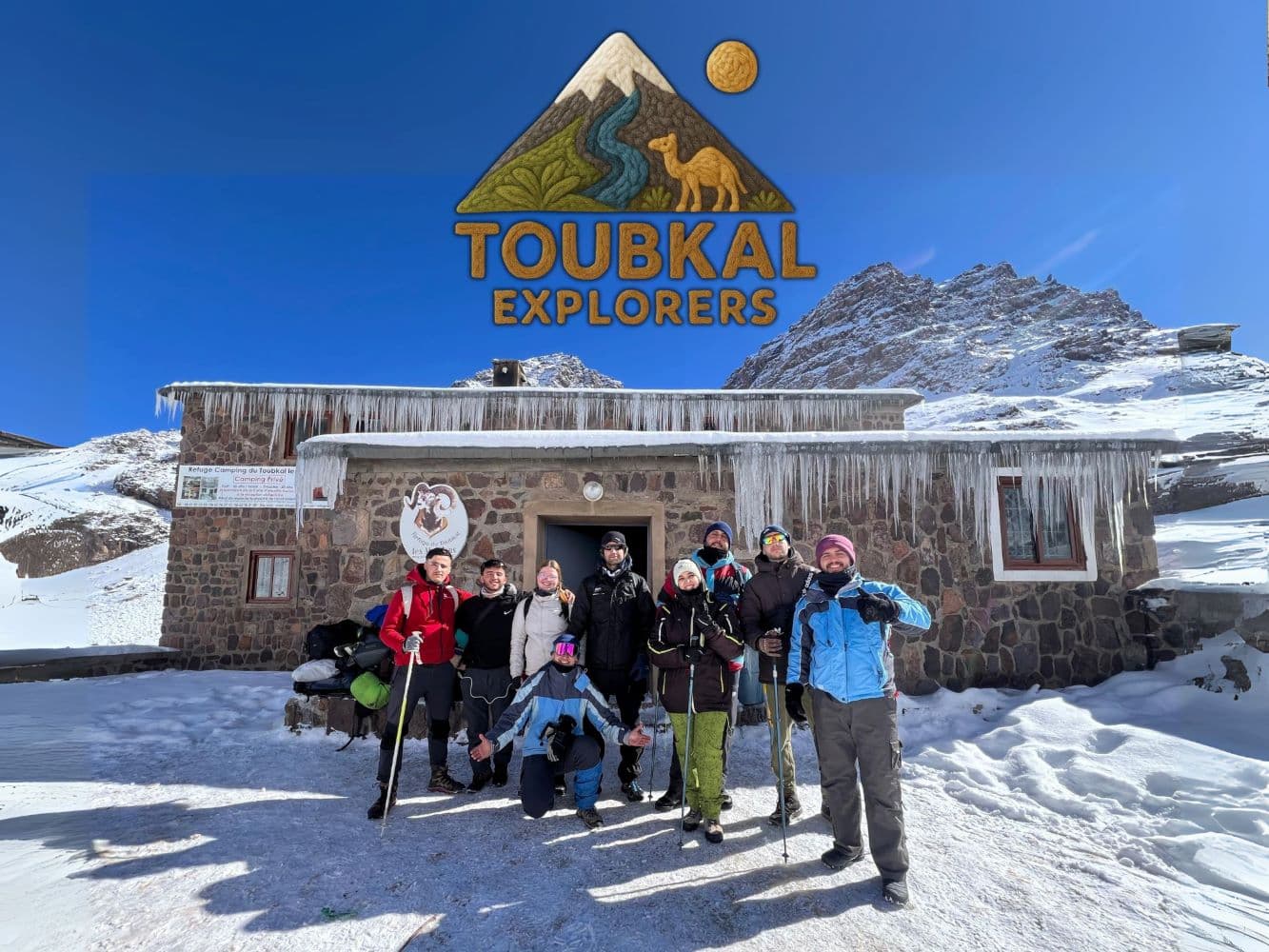 A group of trekkers on their journey in the Atlas Mountains